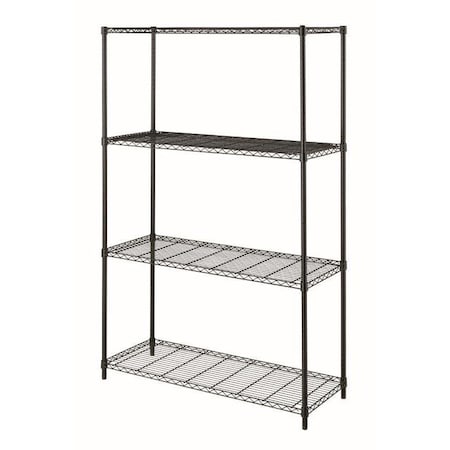 Quantum Storage Systems Wire Shelving Unit, 4-Shelf, Green, Black, 48in W x 24in D x 72in H RWR72-2448LDBK